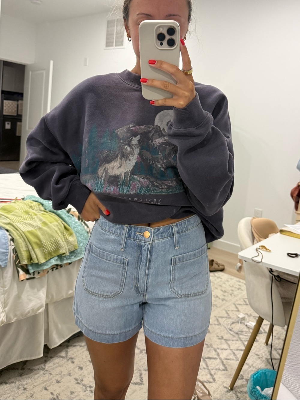 Universal Thread Light Blue High-Rise Denim Shorts